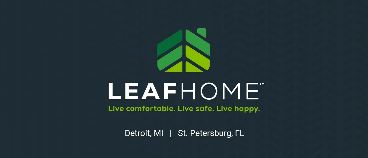 leaf home logo announcement for detroit and st. petersburg