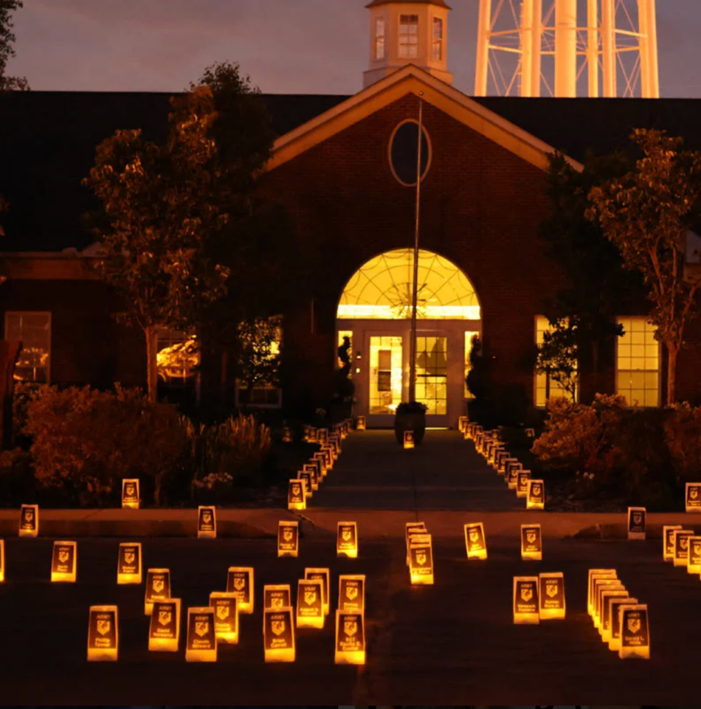 Paper lanterns line grounds at Leaf Home HQ in honor of US veterans